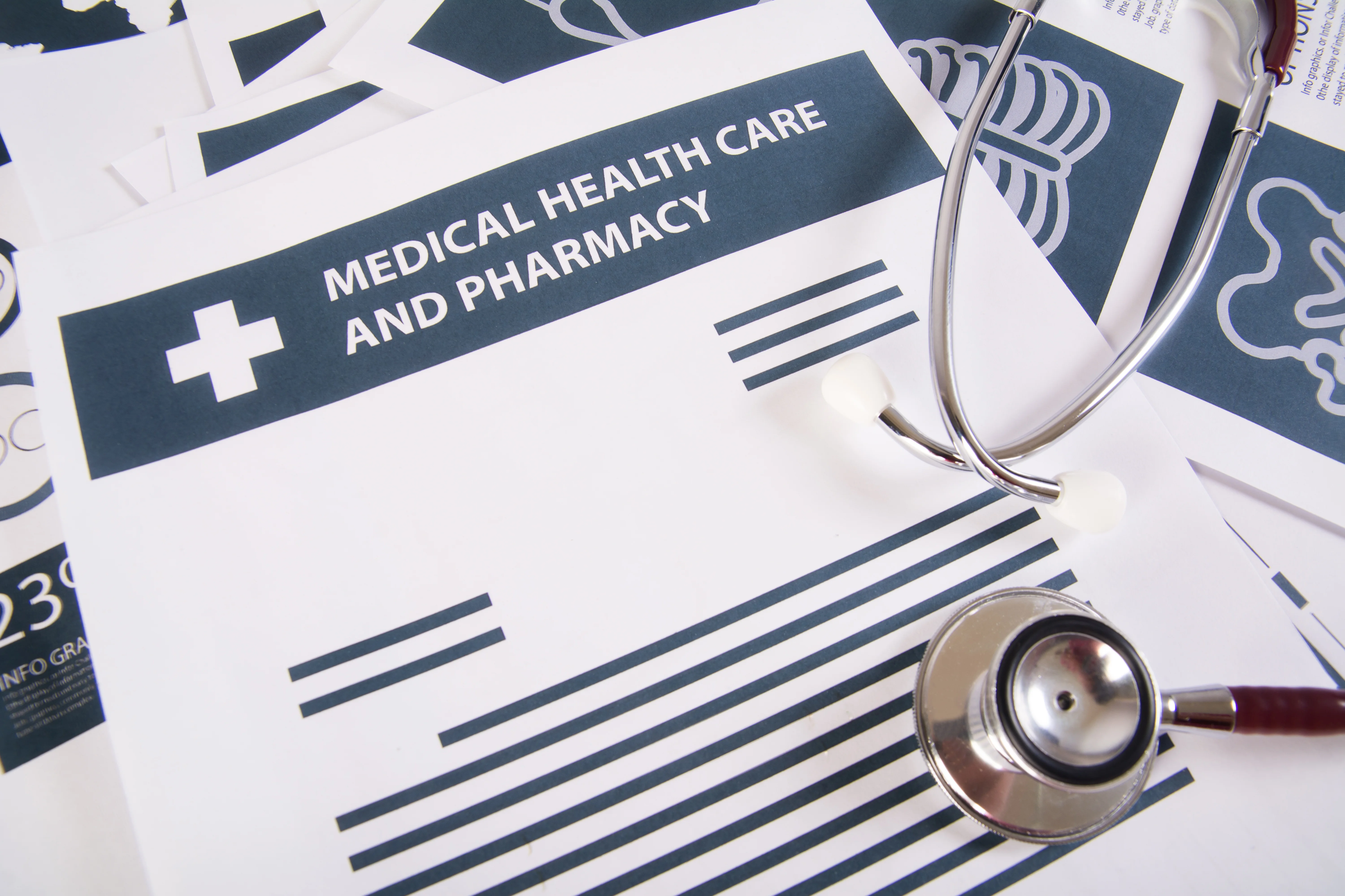medical records report stethoscope medical concept